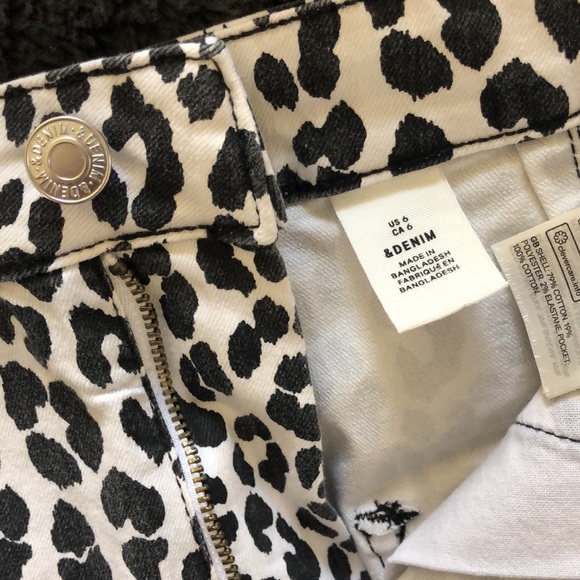 H & M high waisted Denim Leopard Print size 6 Skirt - Picture 4 of 5